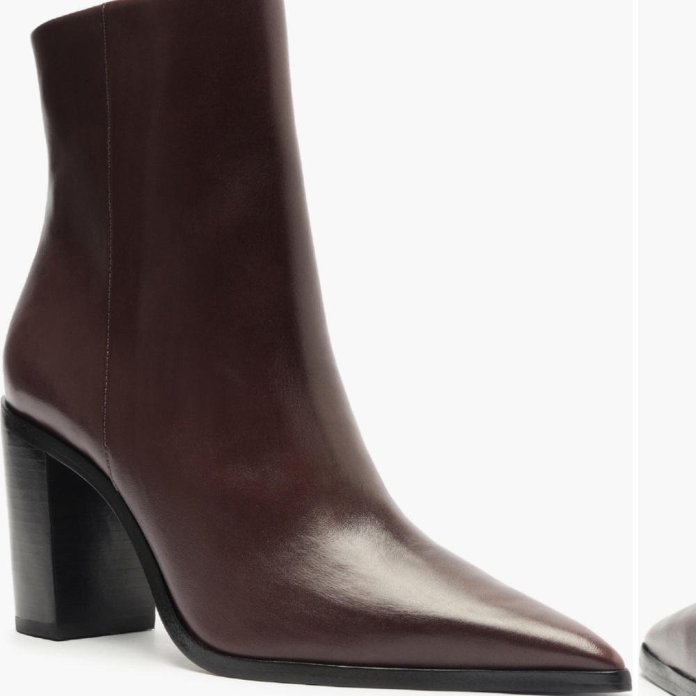 Schutz Mikki Pointed Toe Block Heel Bootie In Bro… - image 1